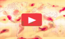 An illustration of a heat map of the world, with the YouTube logo hovering over it.