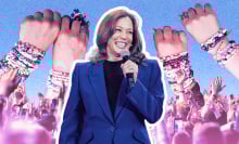 Vice President Kamala Harris surrounded by friendship bracelets.