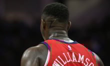 A detailed view of the letter "Z" cut into the hair cut of Zion Williamson