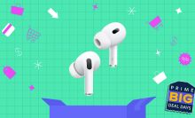 Apple AirPods on Prime Day background
