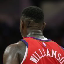 A detailed view of the letter "Z" cut into the hair cut of Zion Williamson