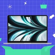 apple 2022 macbook air on colored background; badge over image reads 'Prime Big Deal Days'