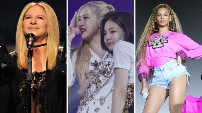 A triptych of Barbra Streisand, BLACKPINK, and Beyoncé