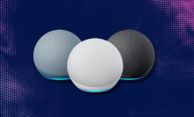 echo 4th gen against a blue and purple background
