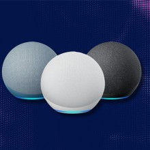 echo 4th gen against a blue and purple background