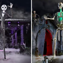 the 13 ft. Giant-Sized Animated LED Jack Skellington and the 12-foot skeleton with an led lighting kit from the home depot