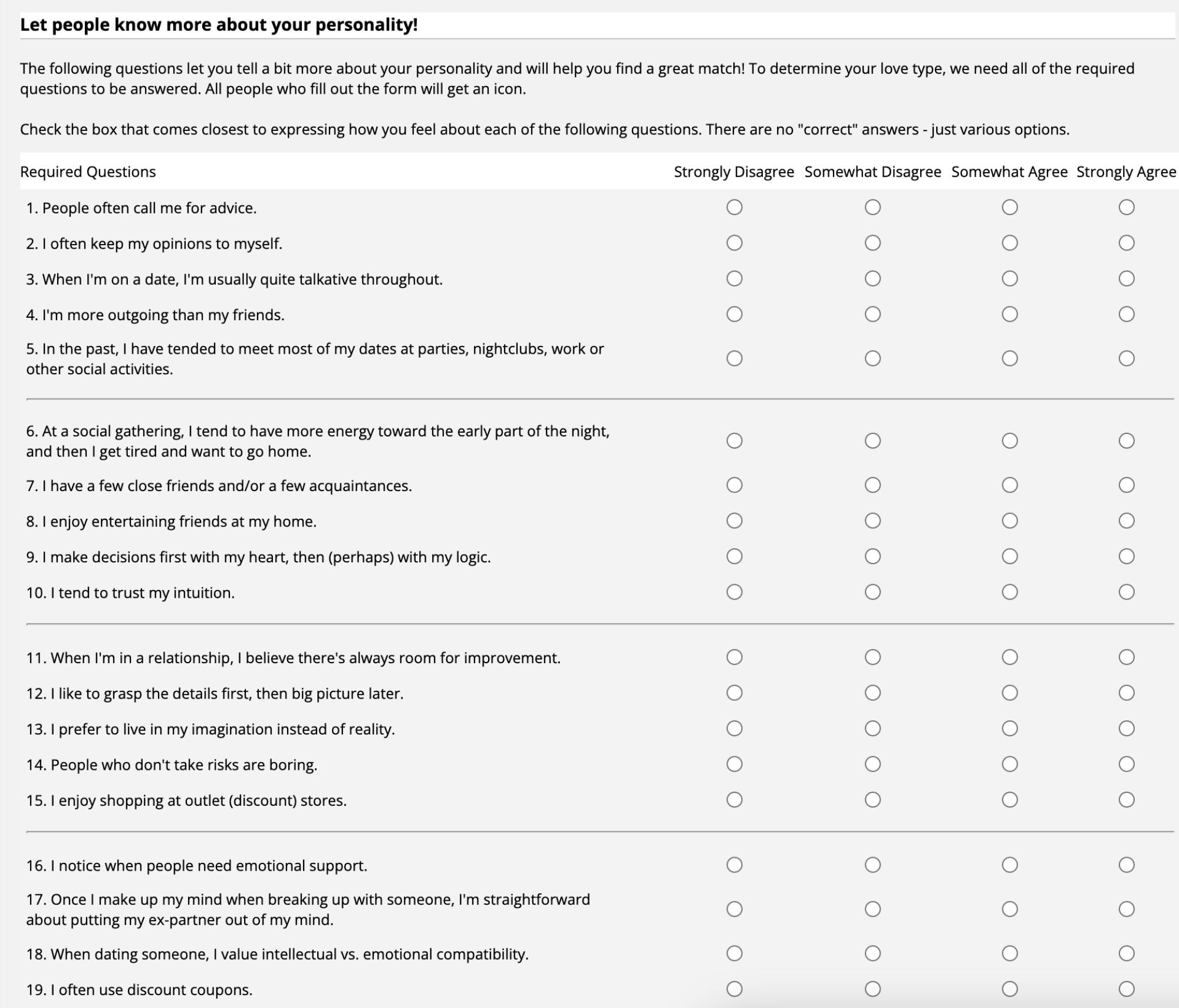 AFF personality test